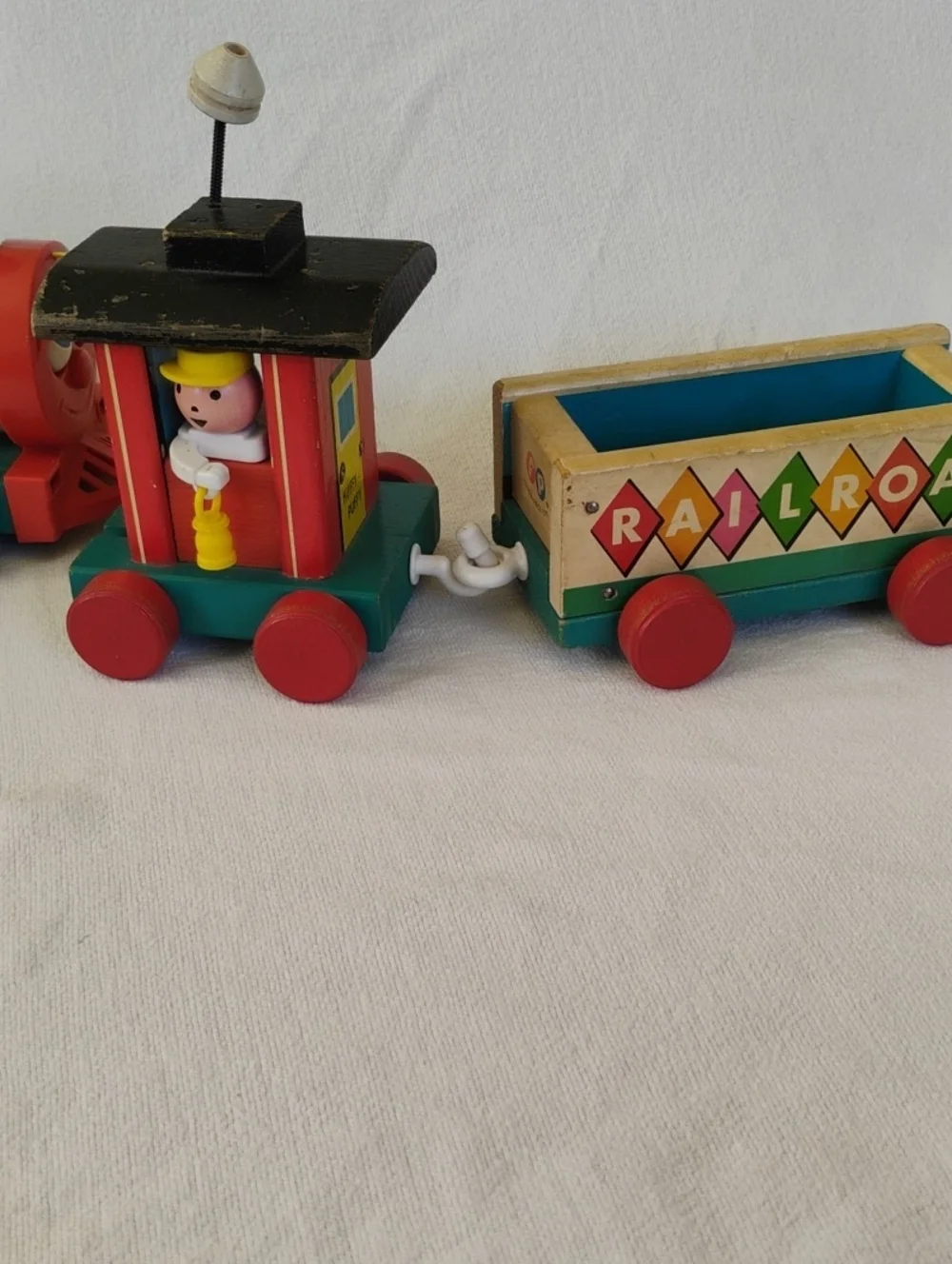 Fisher-Price 1963 VintageKids Wooden Pull Train Huffy Puffy 4 Pieces